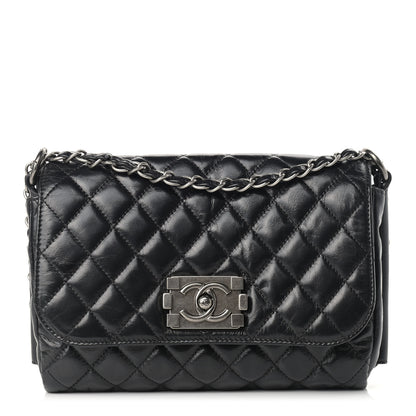 Chanel Glazed Calfskin Quilted Soft Boy Flap Black 1 of 10