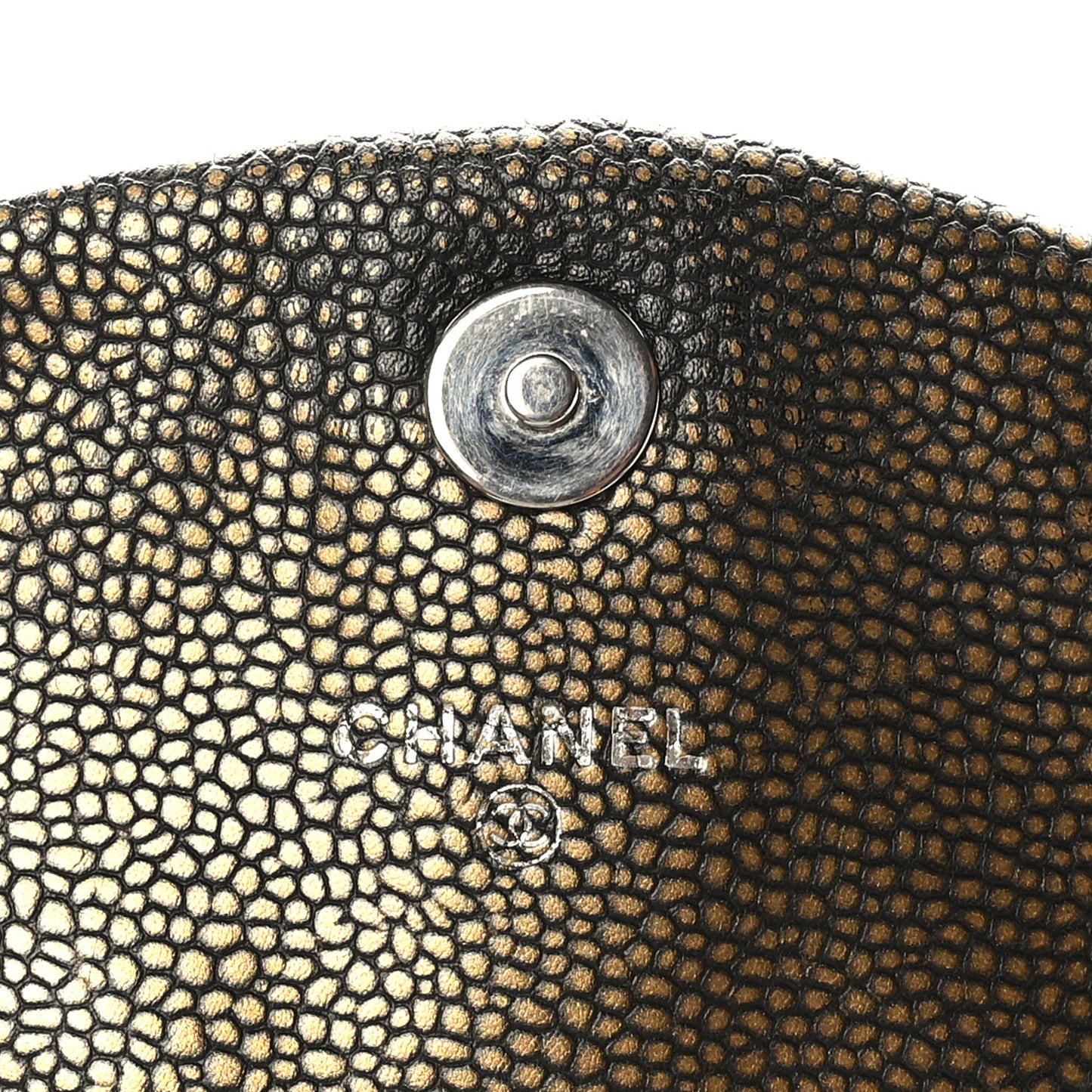 Metallic Caviar Half Moon Wallet On Chain WOC Bronze