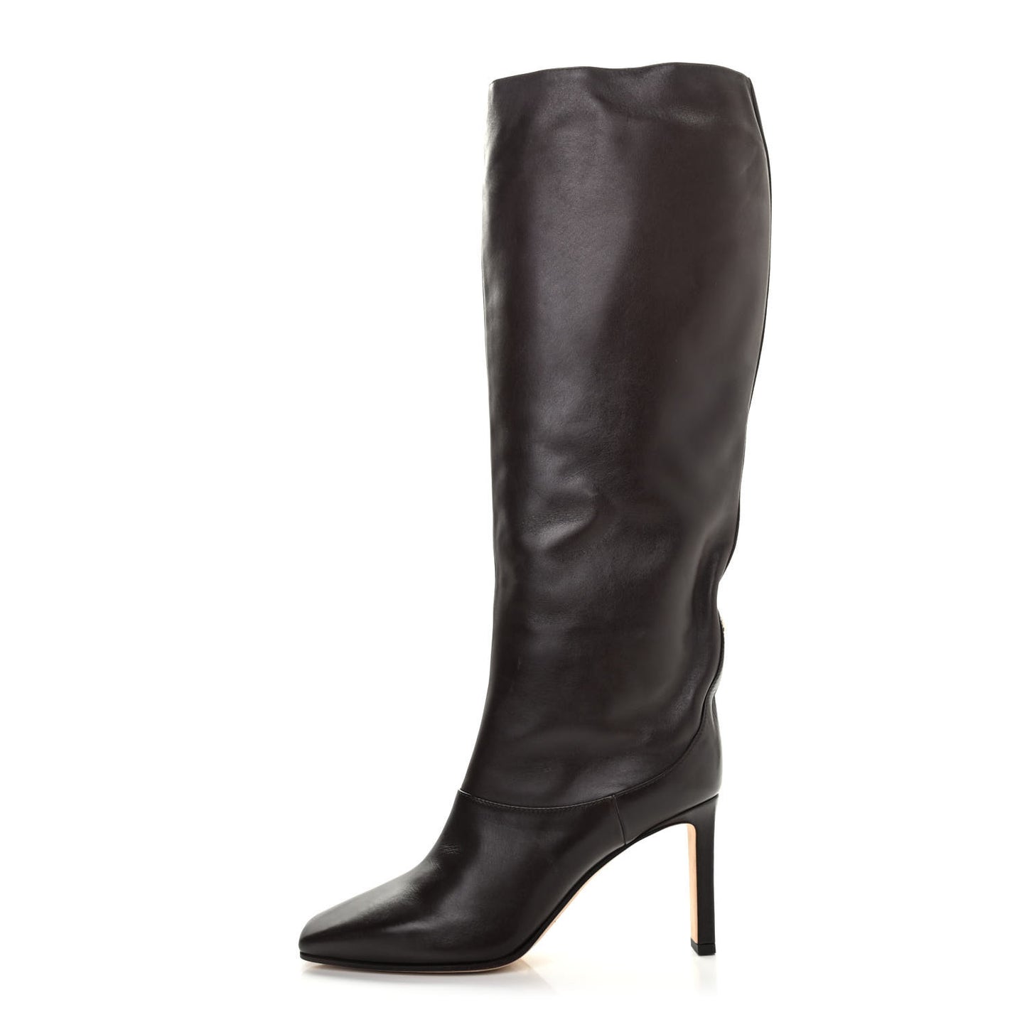 Shiny Calfskin Mahesa 85 Knee High Boots 38 Brown