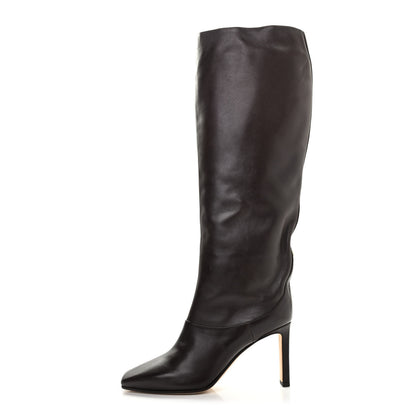 Jimmy Choo Shiny Calfskin Mahesa 85 Knee High Boots 38 Brown 1 of 9