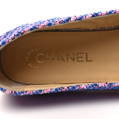 Chanel Tweed Grosgrain CC Espadrilles 40 Blue Pink Black White 9 of 9