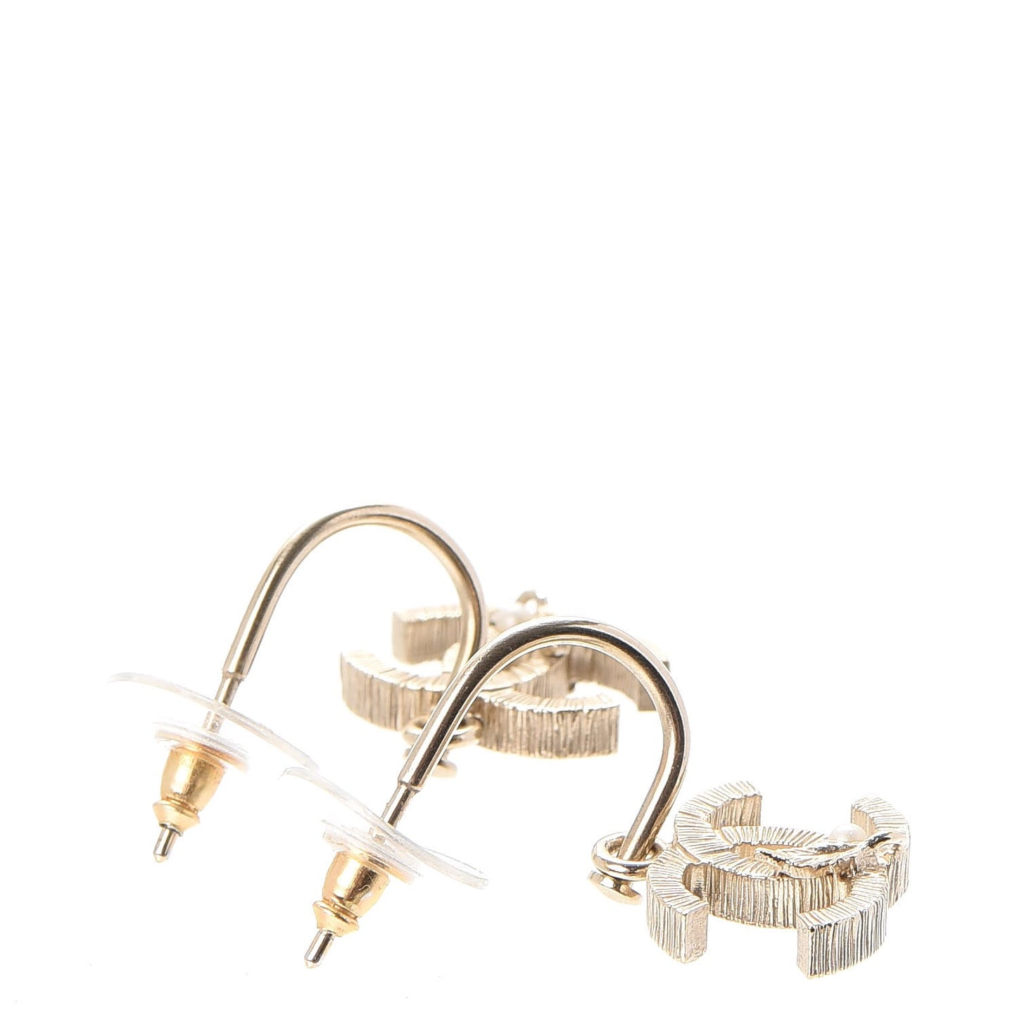 Crystal Pearl CC Drop Leaf Earrings Gold