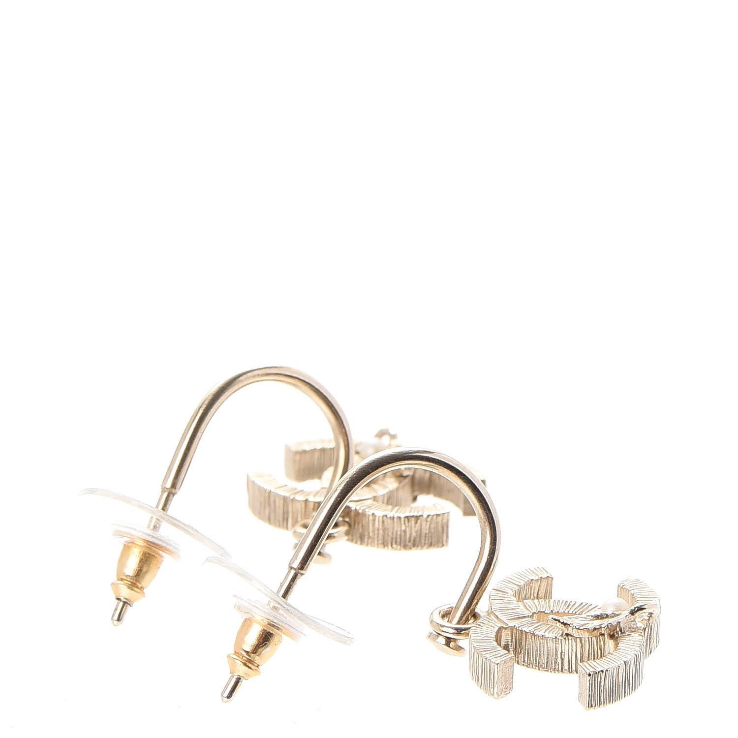 Chanel Crystal Pearl CC Drop Leaf Earrings Gold 4 of 6