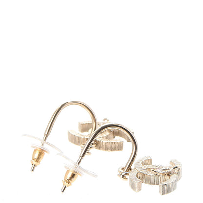 Chanel Crystal Pearl CC Drop Leaf Earrings Gold 4 of 6