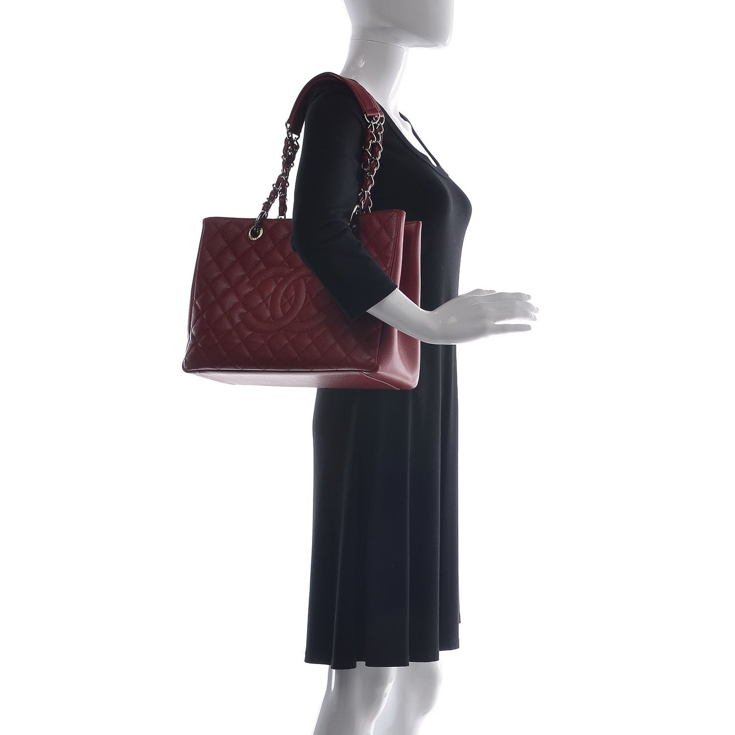 Caviar Quilted Grand Shopping Tote GST Red