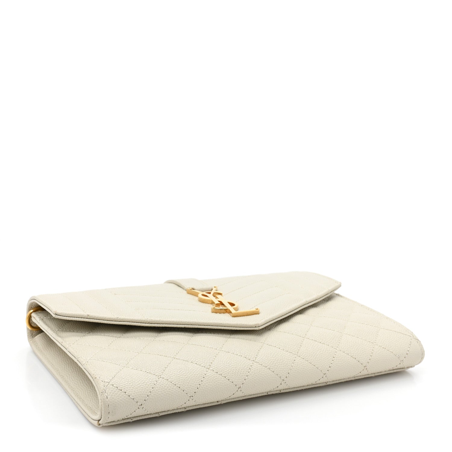 Saint Laurent Grain De Poudre Textured Mixed Matelasse Triquilt Monogram Clutch Blanc Vintage 4 of 17