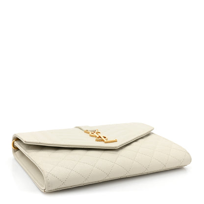 Saint Laurent Grain De Poudre Textured Mixed Matelasse Triquilt Monogram Clutch Blanc Vintage 4 of 17