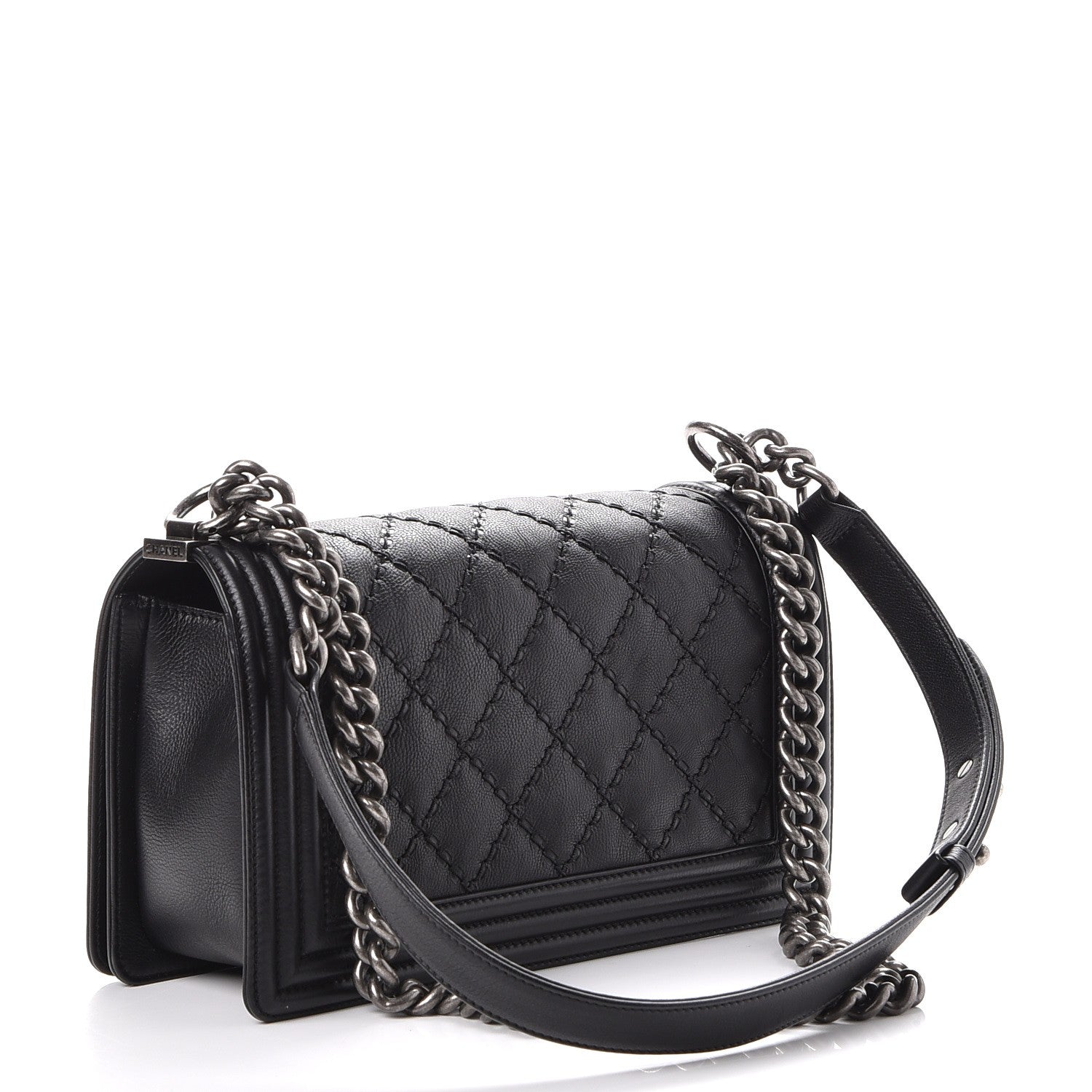 Chanel Calfskin Double Stitch Medium Boy Flap Black 3 of 10