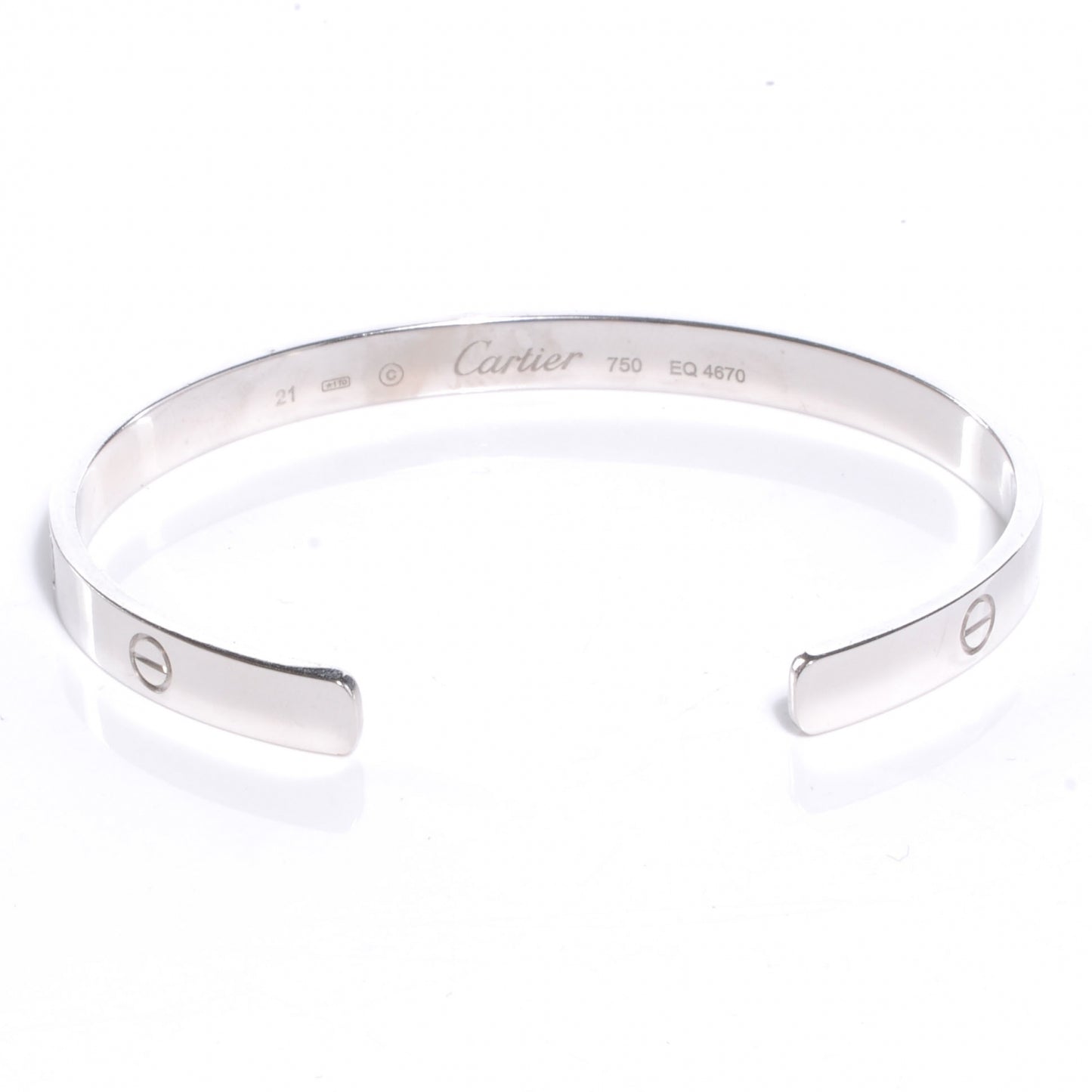 18K White Gold LOVE Cuff Bracelet 21