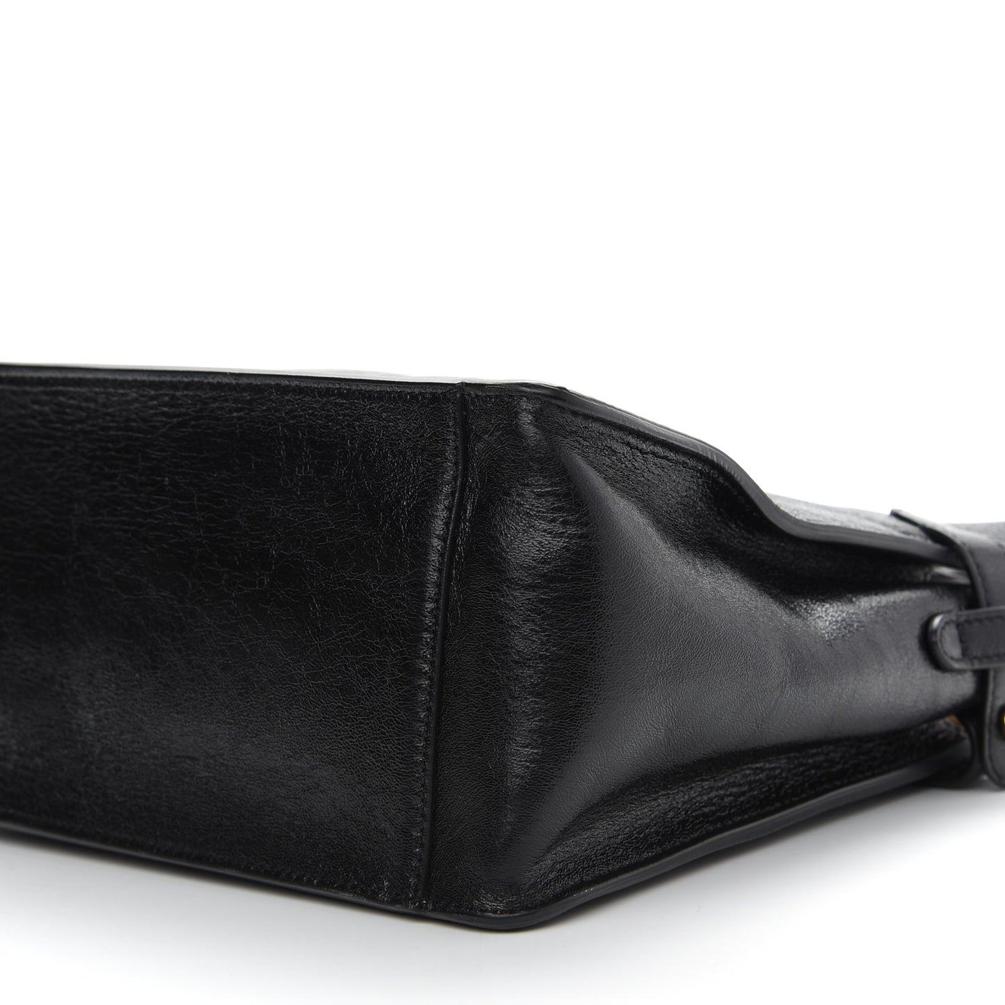 Agnello Old Shine Vitello Go Rain Small Flip Tote Black Marrone