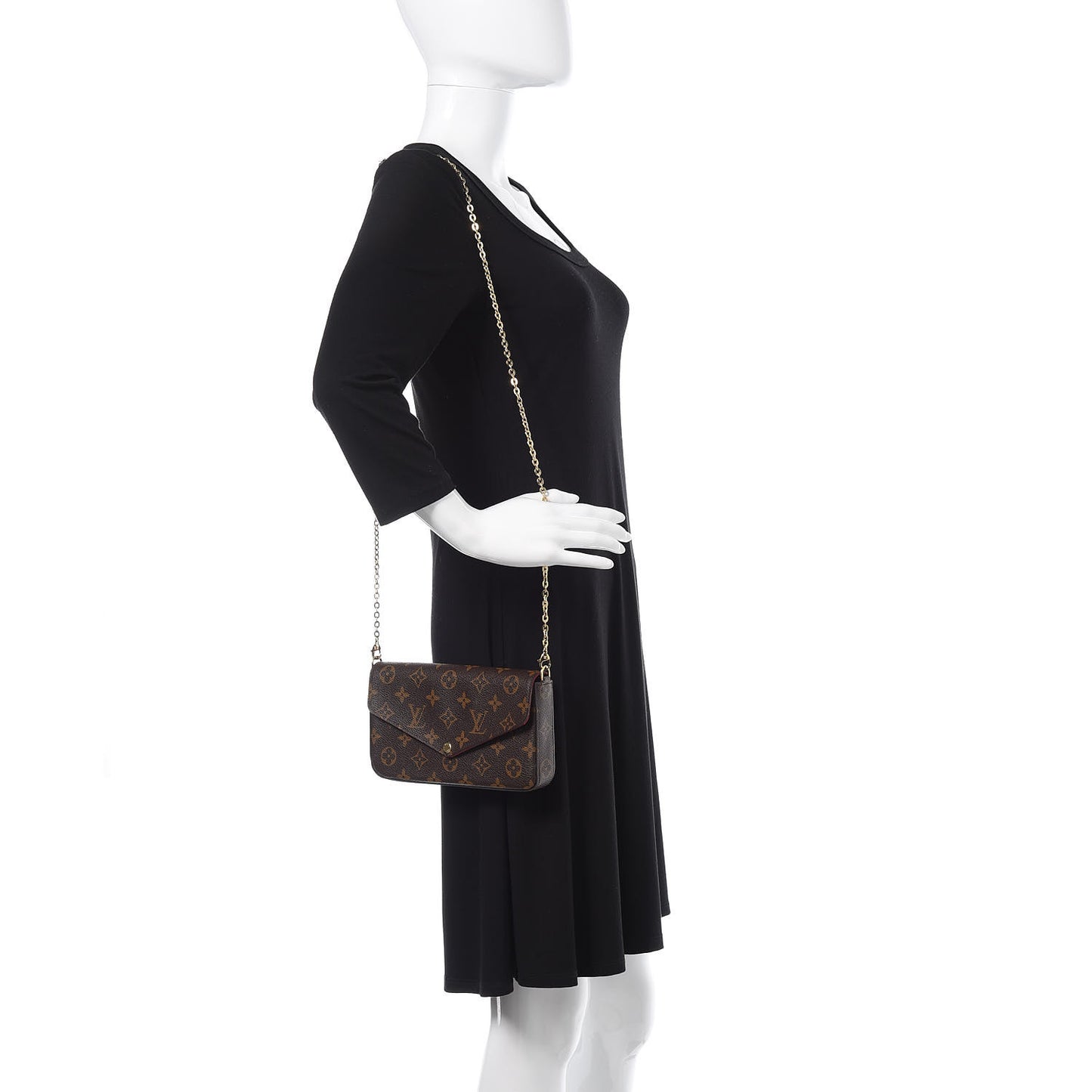 Monogram Pochette Felicie Chain Wallet Fuchsia