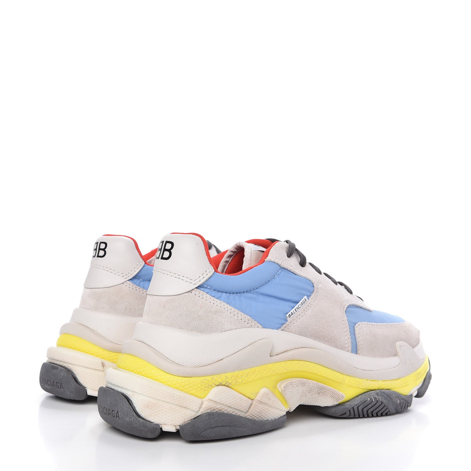 Balenciaga Nylon Suede Womens Triple S 2.0 Sneakers 41 Gris Bleu Rouge 4 of 9