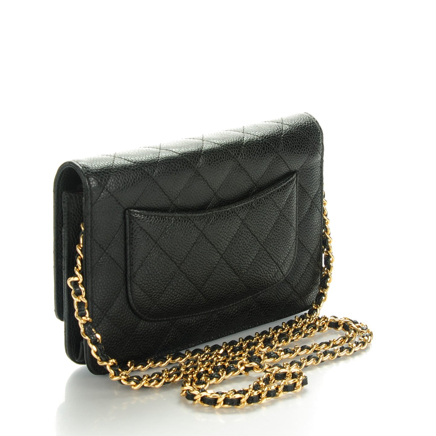 Caviar Quilted Wallet On Chain WOC Black