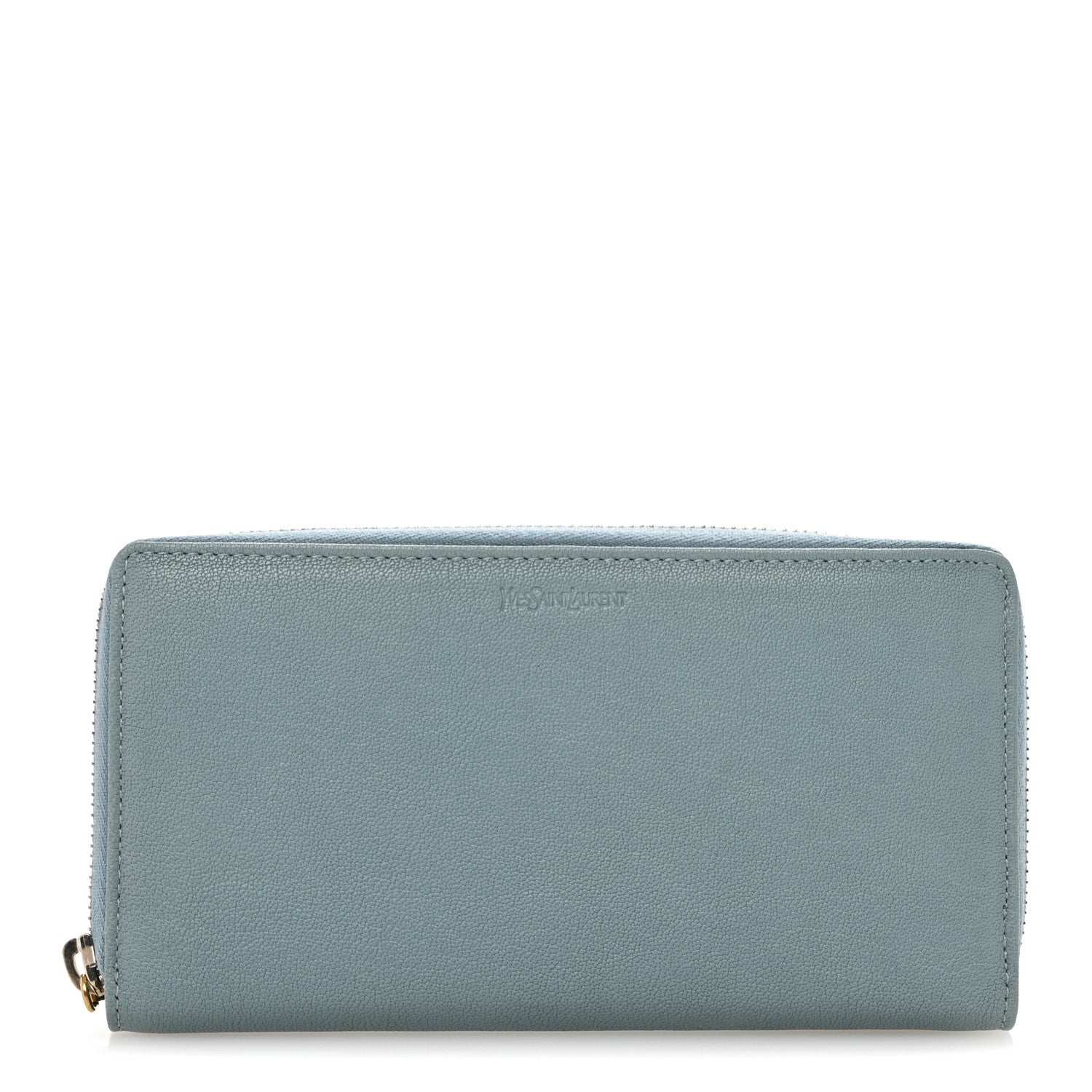 Saint Laurent Sheepskin ChYc Zip Around Wallet Blue Glacier 1 of 11