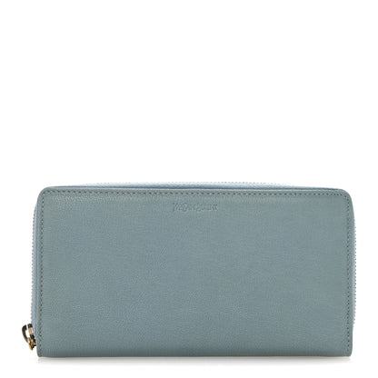 Saint Laurent Sheepskin ChYc Zip Around Wallet Blue Glacier 1 of 11