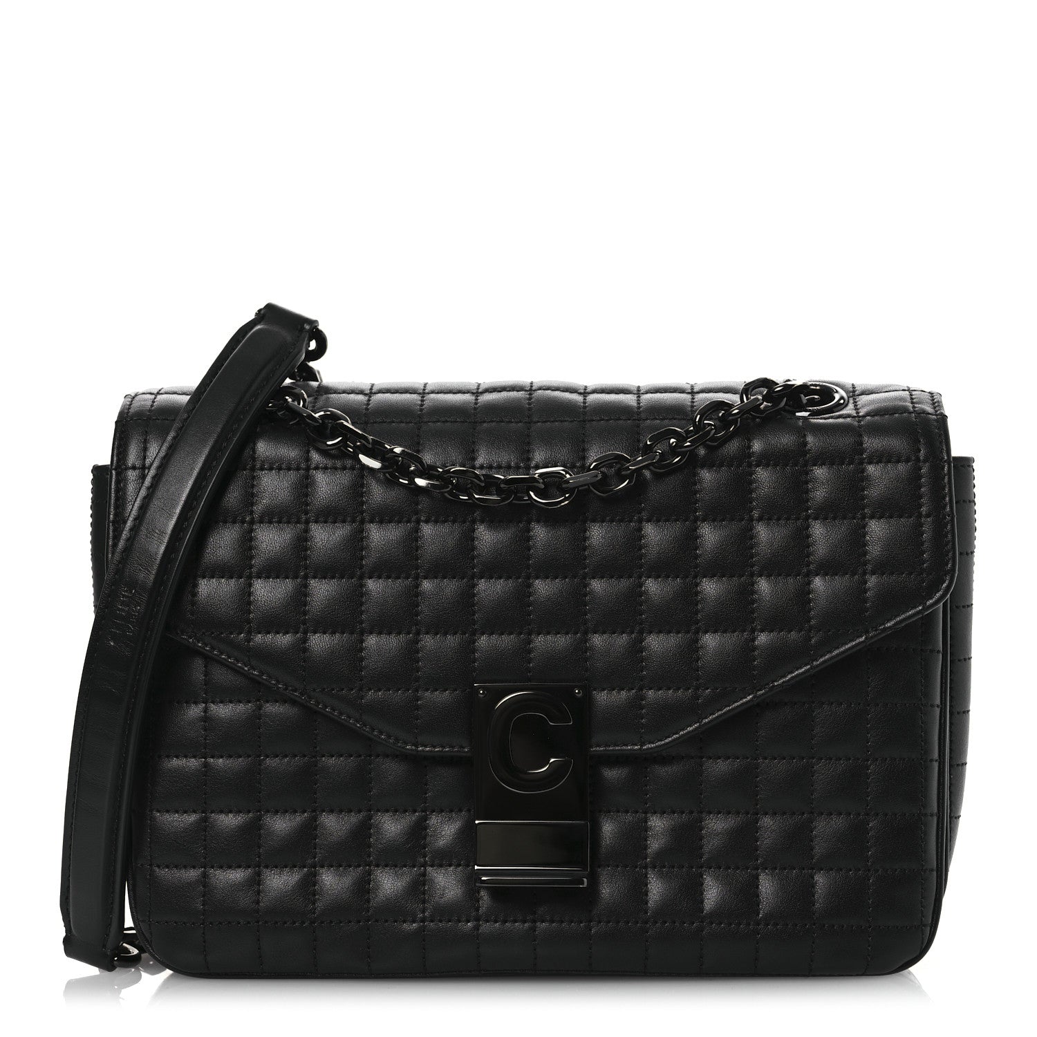 Celine Calfskin Quilted Medium C Bag Black 1 of 11