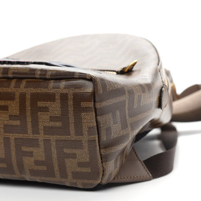 Fendi X FILA Glazed Fabric Vitello Century FF 1974 Mania Mini Backpack Mogano Panna Blueberry 9 of 9