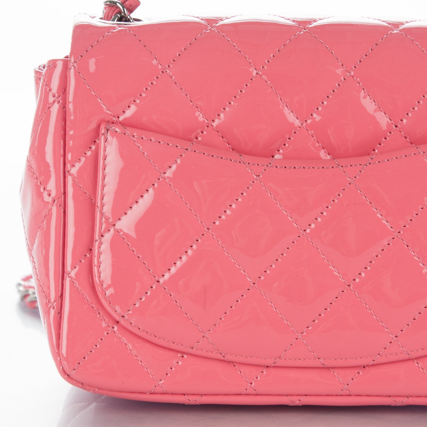 Patent Quilted Mini Square Flap Pink