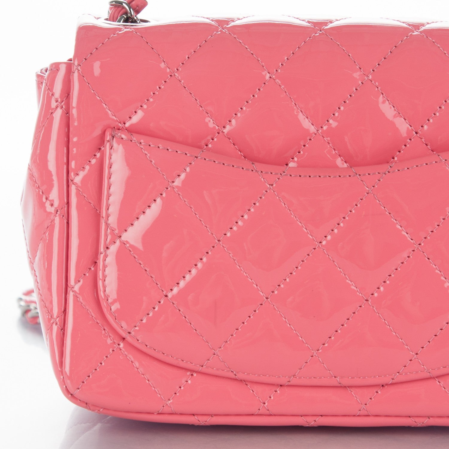 Chanel Patent Quilted Mini Square Flap Pink 9 of 9
