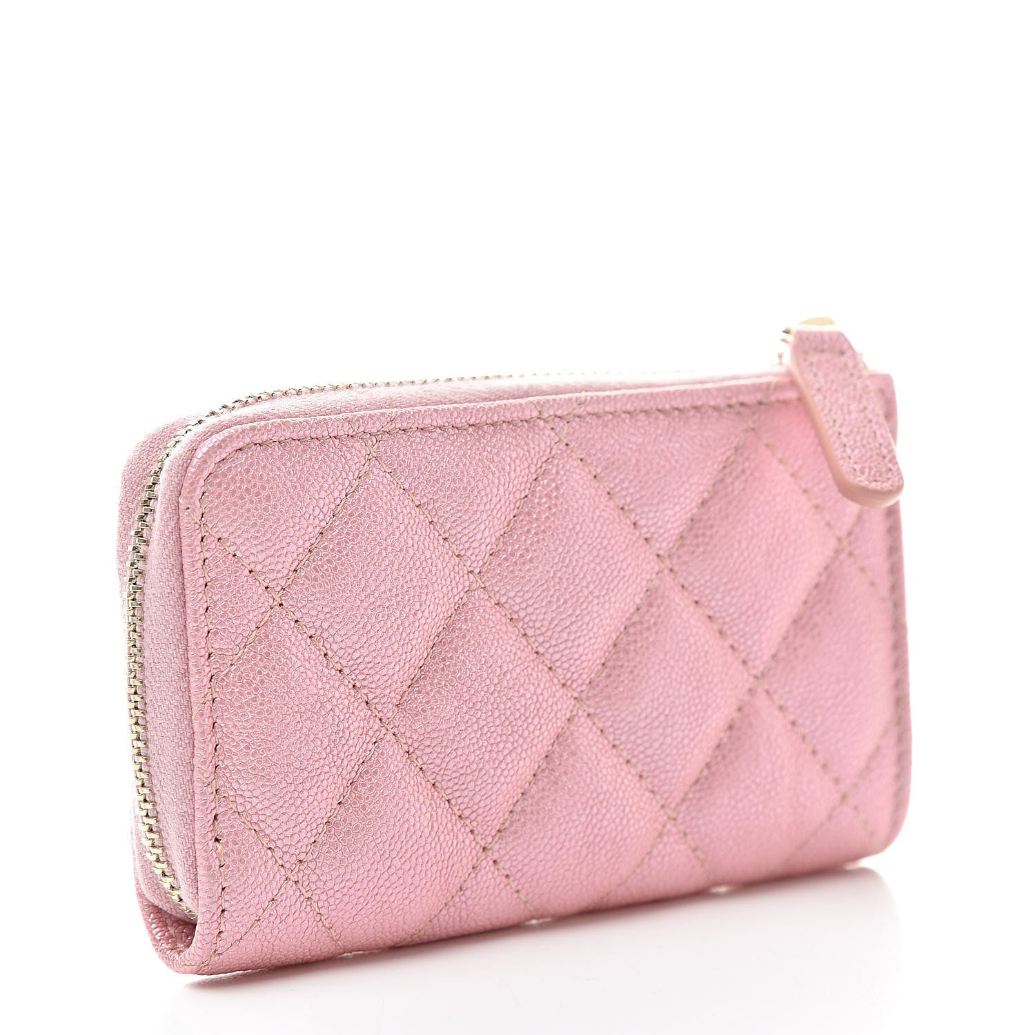 Chanel Iridescent Caviar Quilted Zipped Key Holder Case Rose Pink 3 of 8