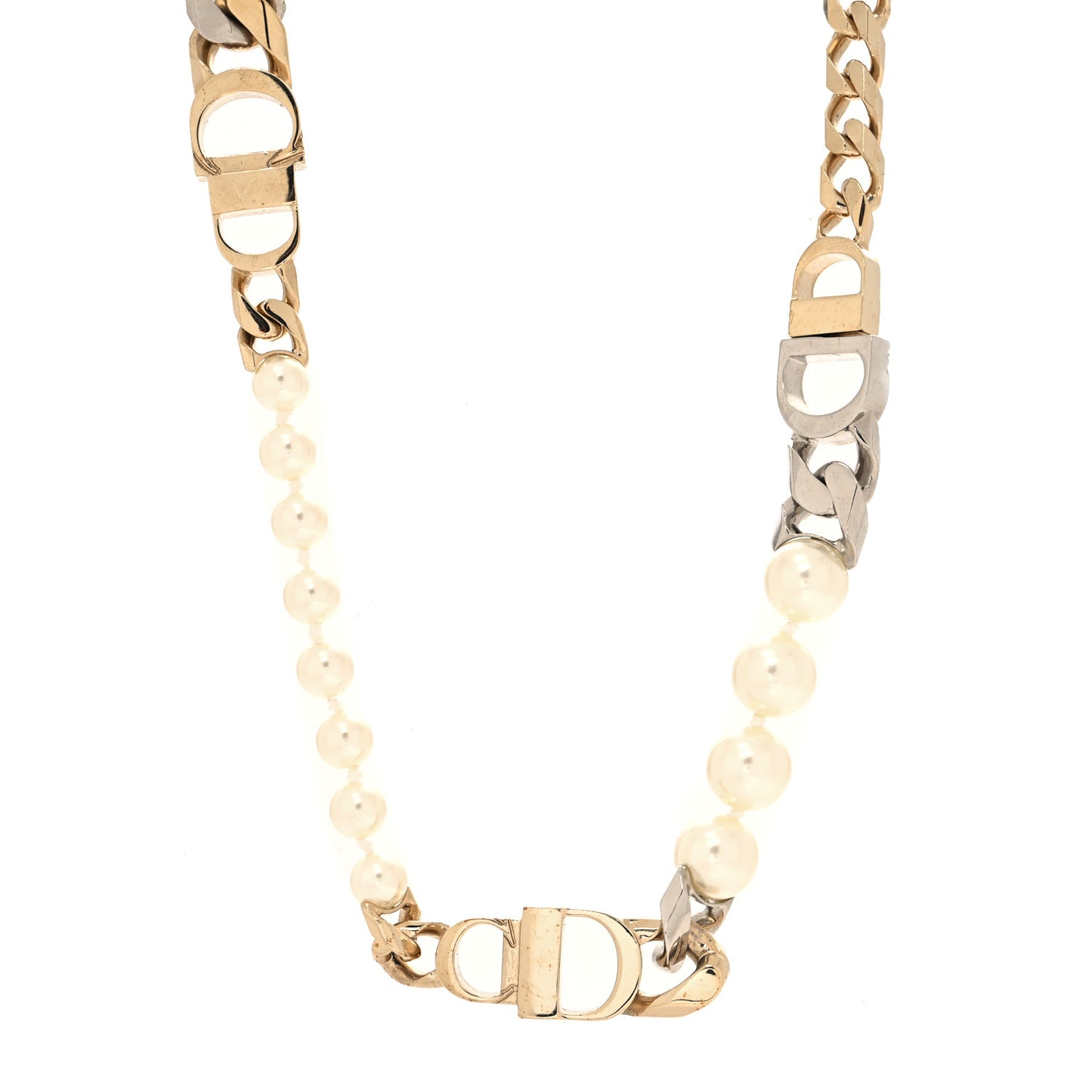 Metal Pearl Danseuse Etoile Chain Choker Necklace Gold Silver