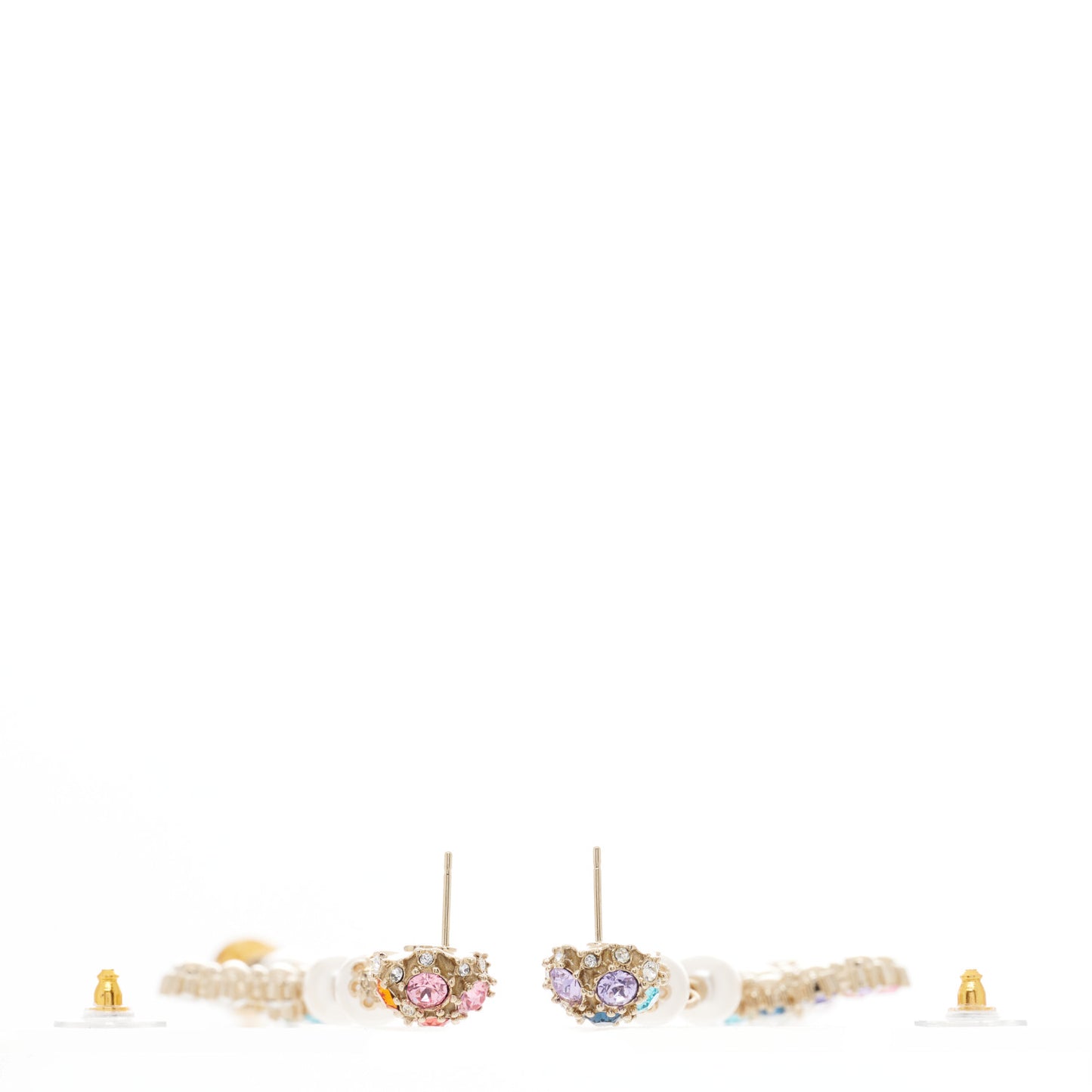 Crystal Pearl Over The Rainbow CC Long Drop Earrings Multicolor