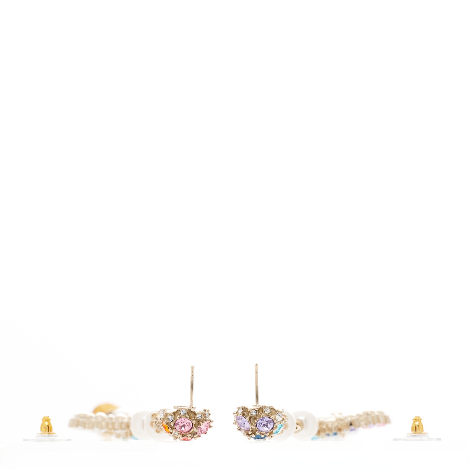 Chanel Crystal Pearl Over The Rainbow CC Long Drop Earrings Multicolor 3 of 5
