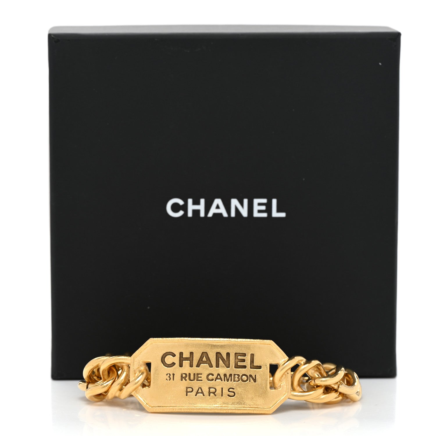 Chanel Metal 31 Rue Cambon Paris ID Chain Bracelet Gold 5 of 5