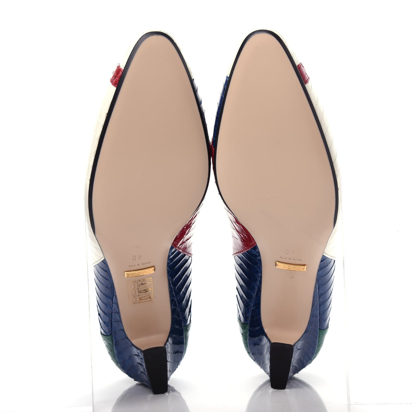 Snakeskin Crystal Double G Pumps 40 Multicolor