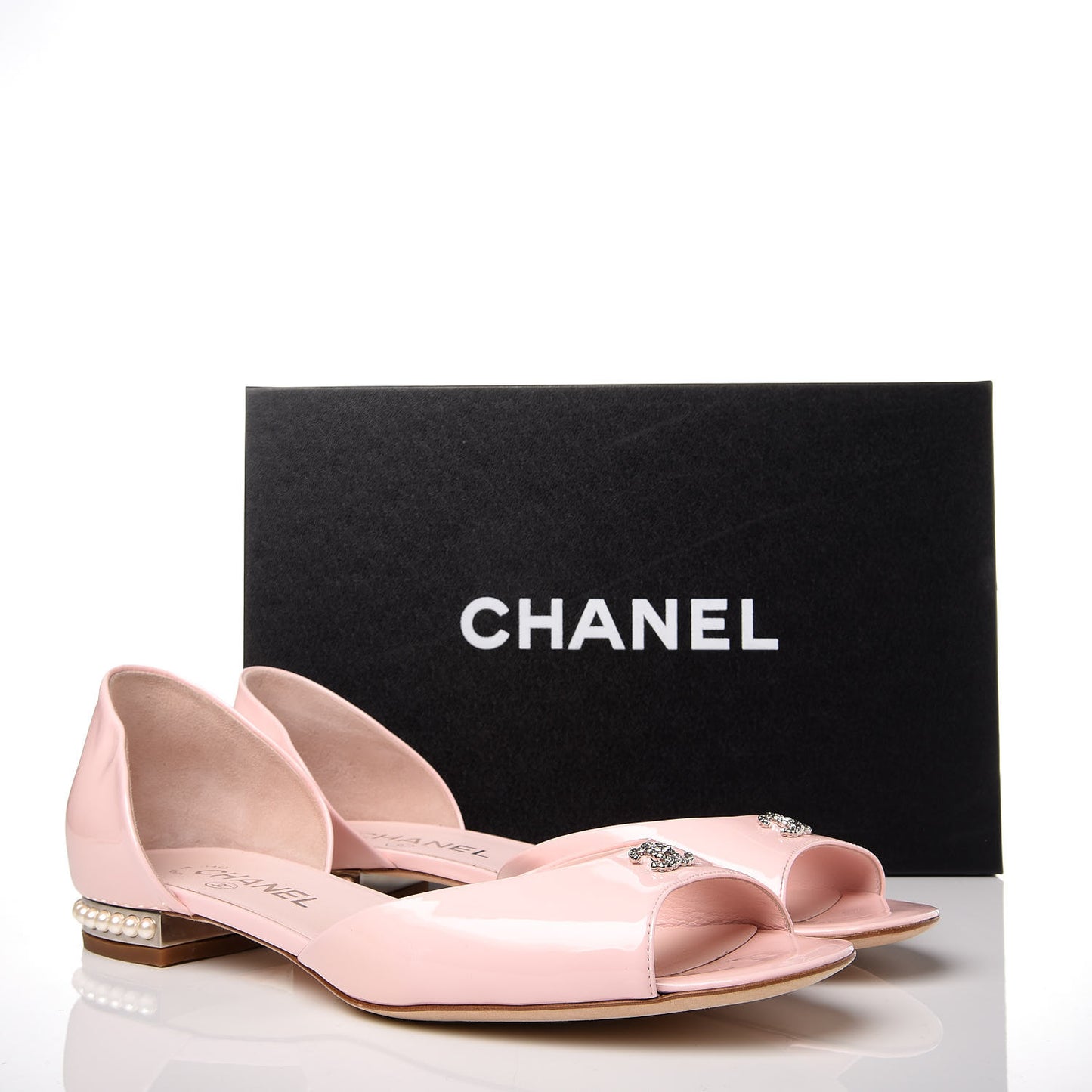 Patent Pearl CC Open Sandals 39.5 Pink