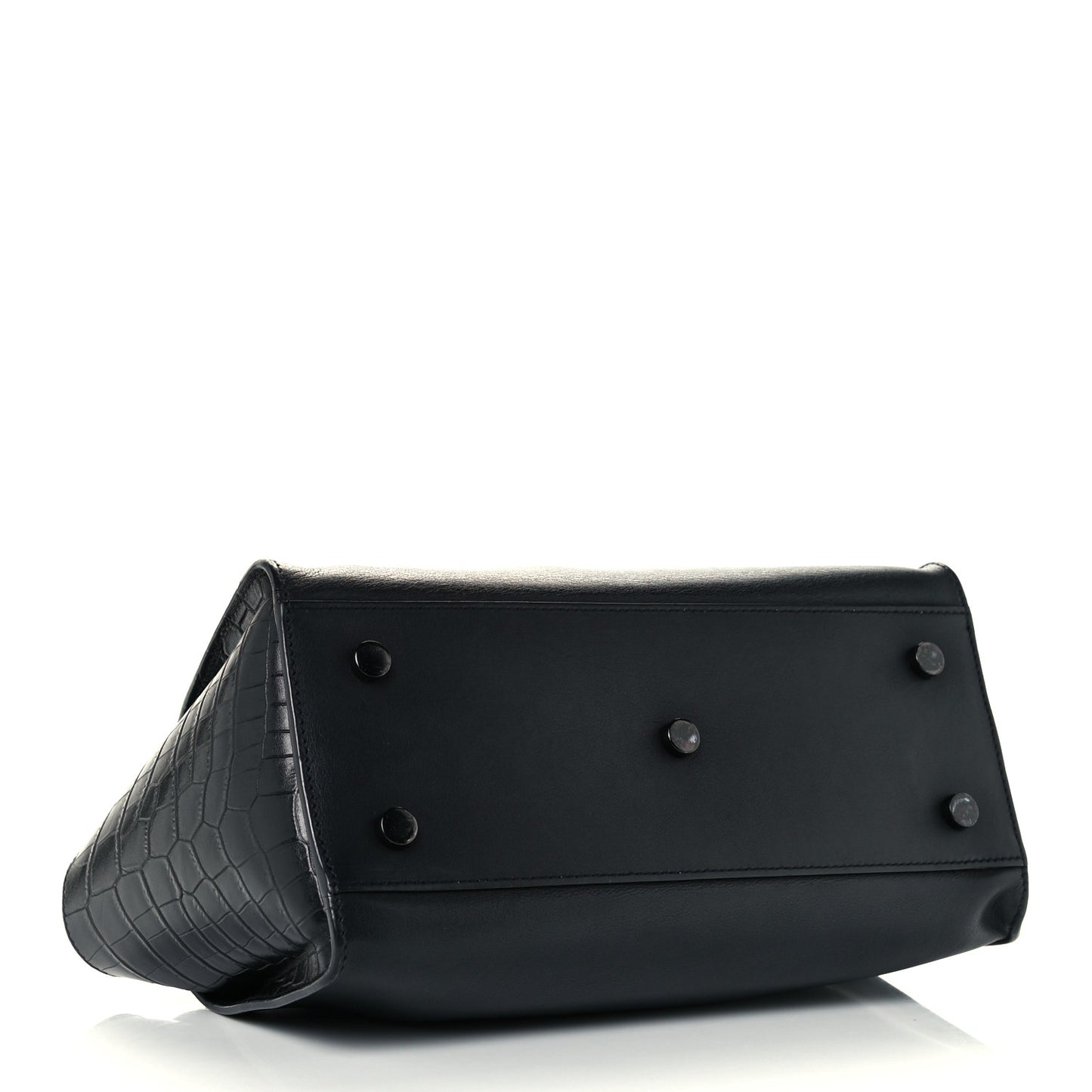Smooth Calfskin Crocodile Embossed Small Monogram Downtown Cabas Black