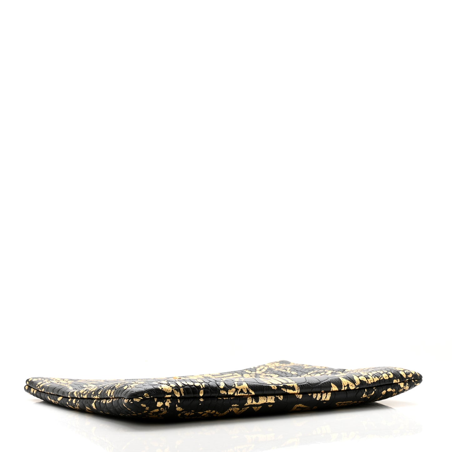 Calfskin Crocodile Embossed Graffiti 2.55 Large Cocodile Reissue Cosmetic Case Black Gold
