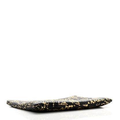 Chanel Calfskin Crocodile Embossed Graffiti 2.55 Large Cocodile Reissue Cosmetic Case Black Gold 4 of 11