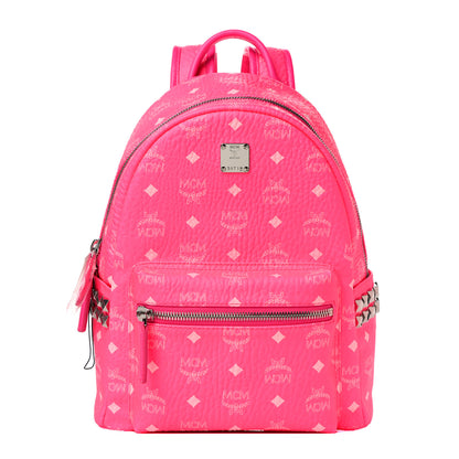 MCM Visetos Small Side Stud Stark Backpack Neon Pink 1 of 9