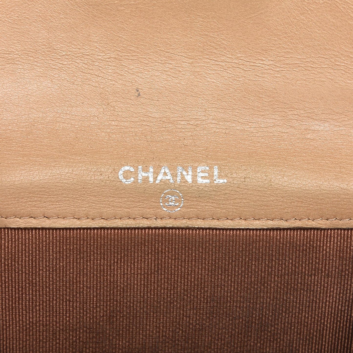 Lambskin Quilted Flap Card Holde Walletr Beige