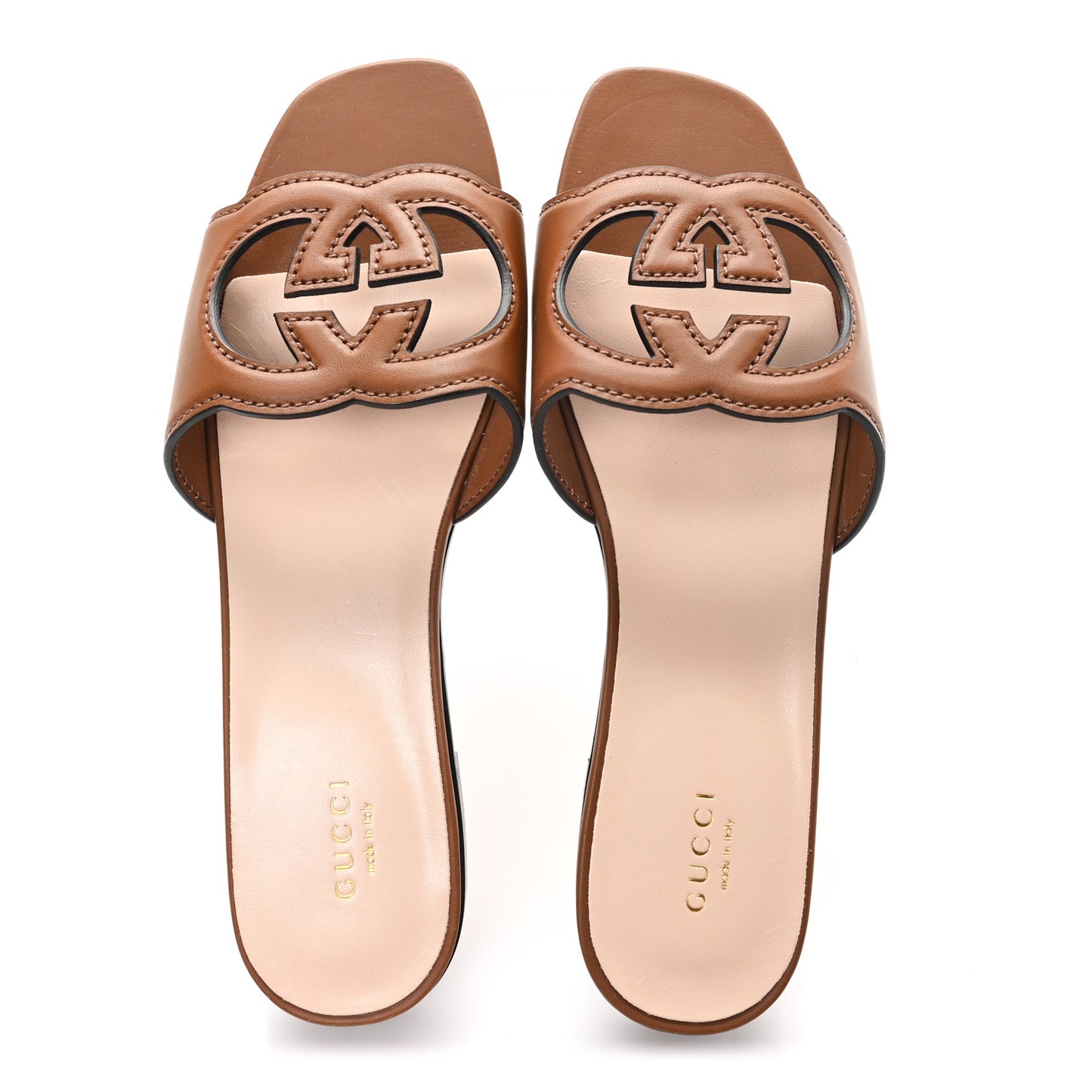 Cosmos Softy Calfskin Interlocking G Cut Out Slide Sandals 40 Cuir