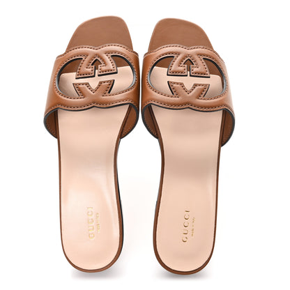 Gucci Cosmos Softy Calfskin Interlocking G Cut Out Slide Sandals 40 Cuir 2 of 8