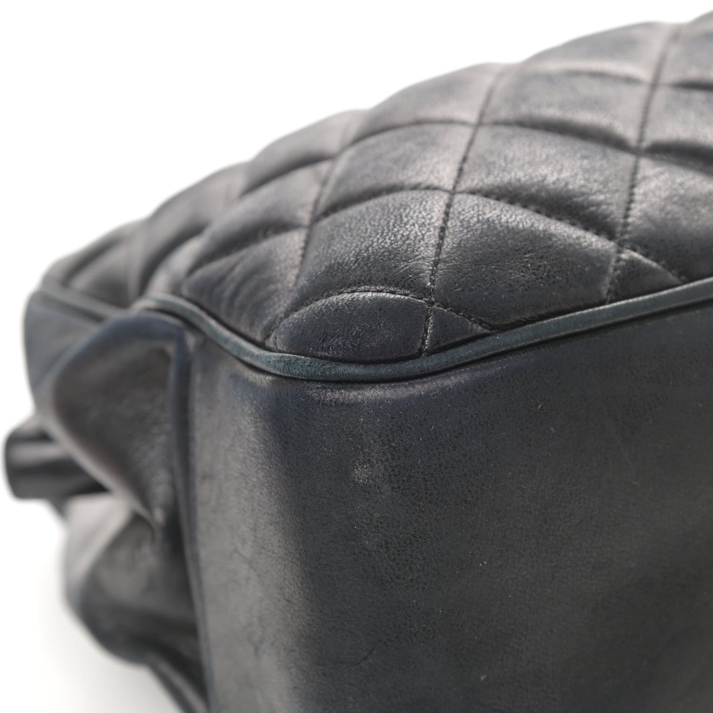 Lambskin Quilted Shopping Tote Black