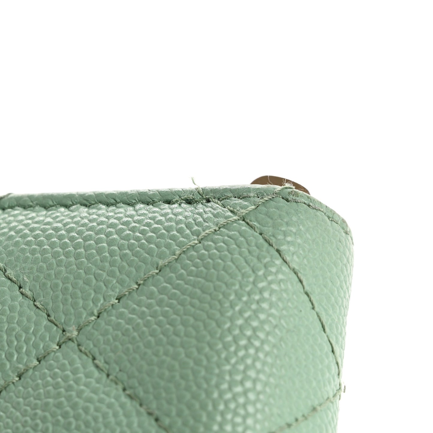 Caviar Quilted Zip Coin Purse Light Green