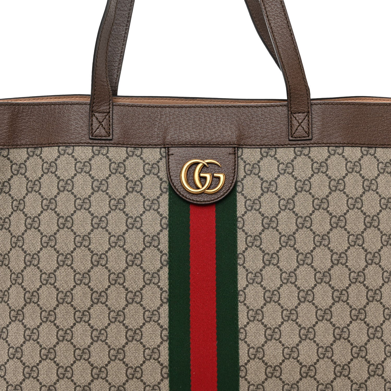 Gucci GG Supreme Monogram Web Ophidia Tote Brown 6 of 9