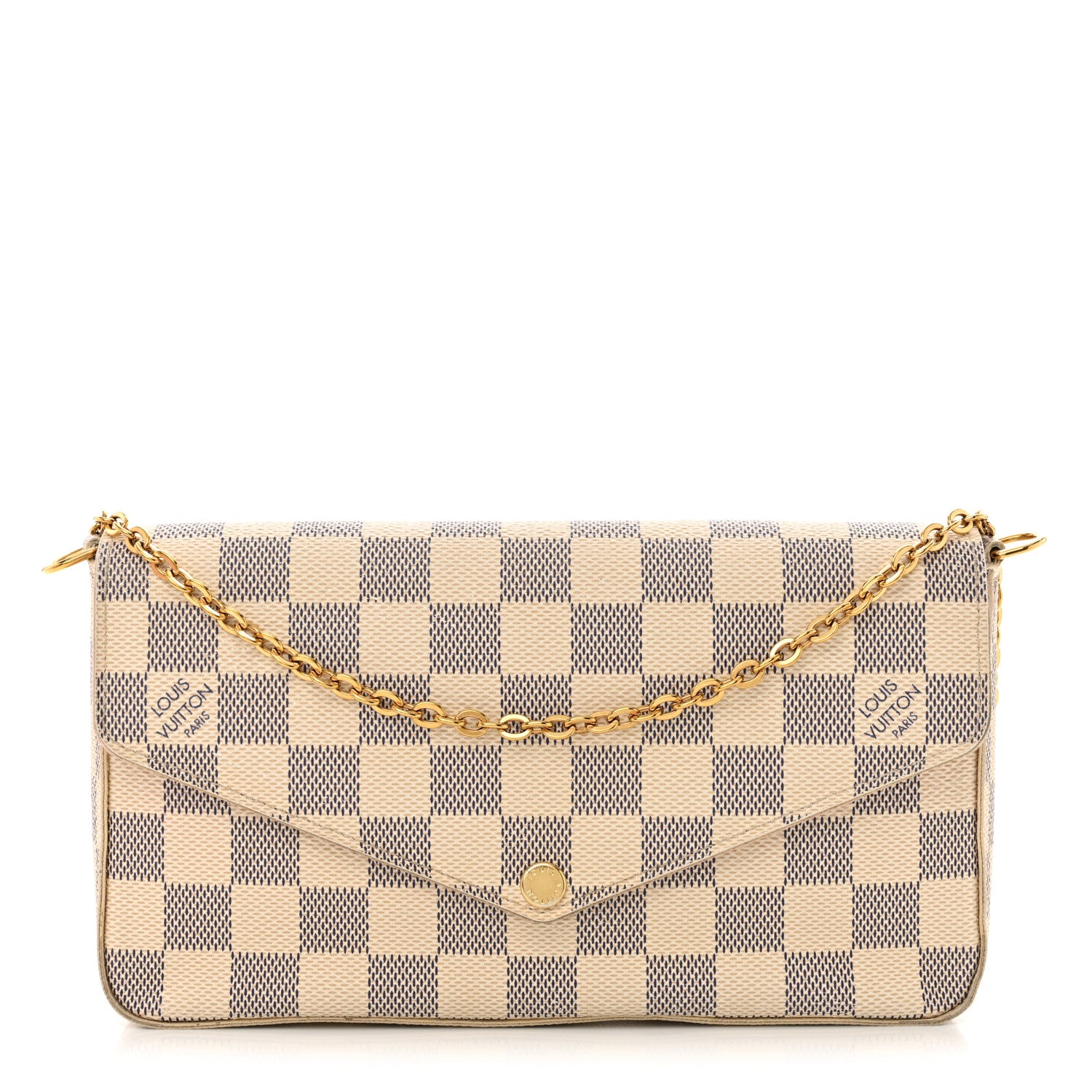 Louis Vuitton Damier Azur Pochette Felicie Chain Wallet Rose Ballerine 1 of 15