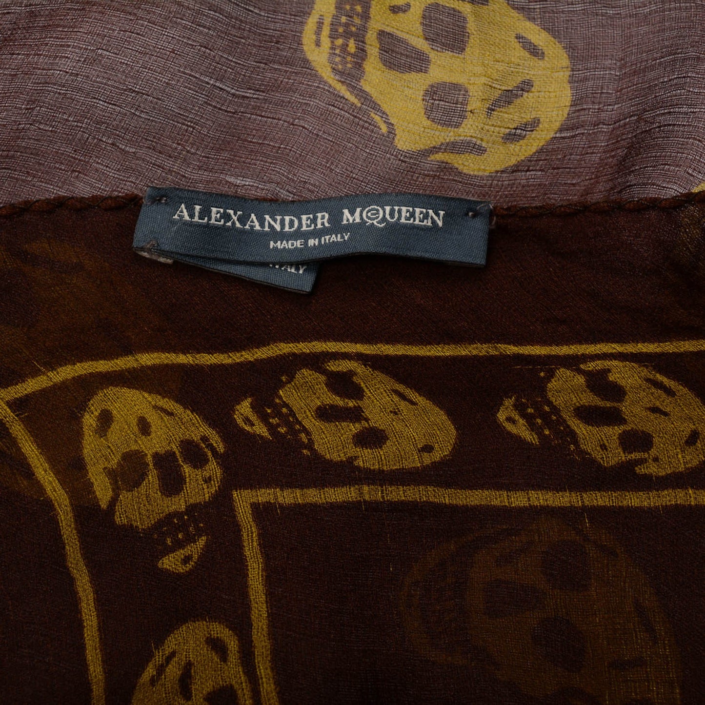 Silk Chiffon Skull Scarf Brown