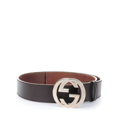 Gucci Calfskin Interlocking G Belt 85 34 Dark Brown 1 of 6