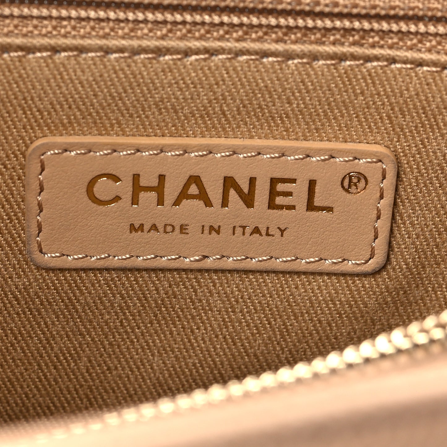 Caviar Chevron Quilted Small Coco Handle Flap Beige