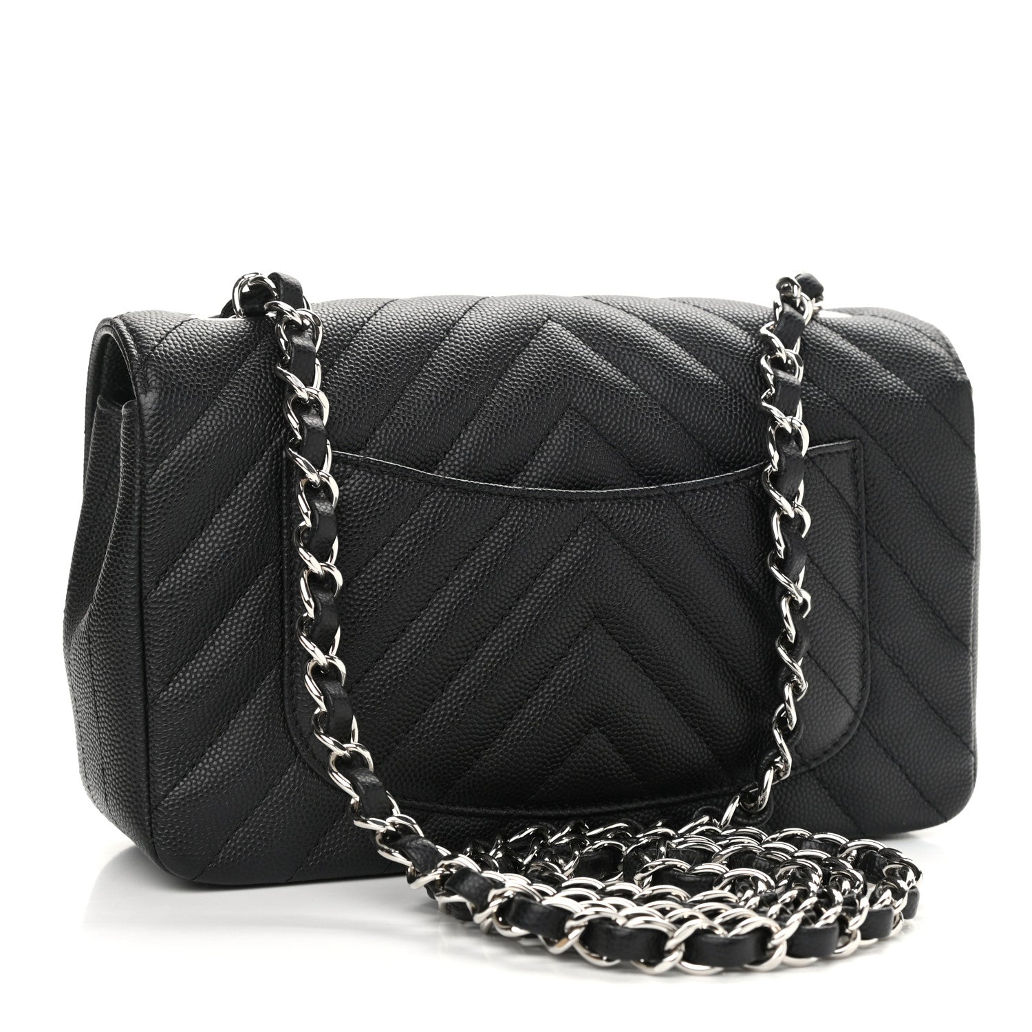 Chanel Caviar Chevron Quilted Mini Rectangular Flap Black 3 of 10