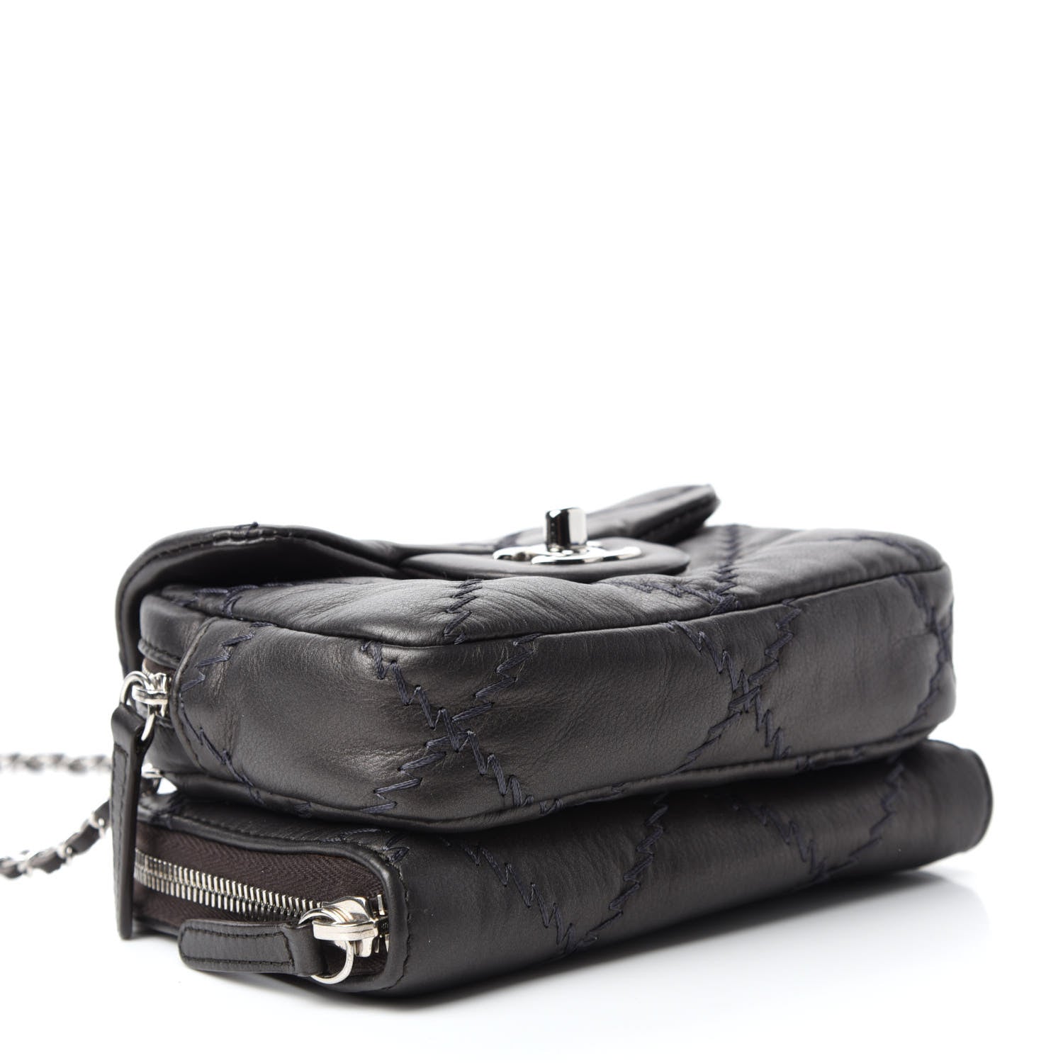 Chanel Metallic Lambskin Stitched New Mini Flap Grey 4 of 12