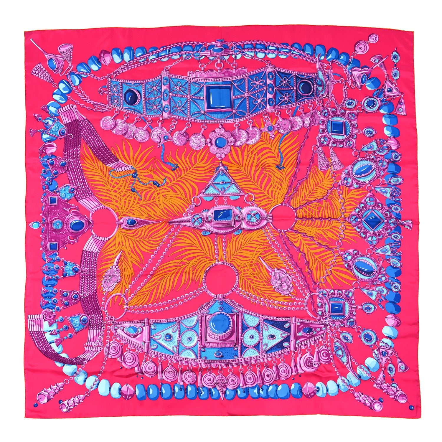 Hermes Silk Parures Precieuses Shawl 140 Rose VIF 1 of 3