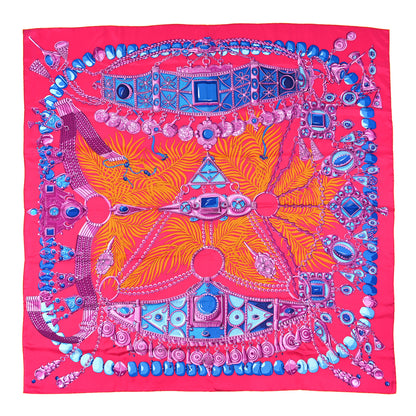 Hermes Silk Parures Precieuses Shawl 140 Rose VIF 1 of 3