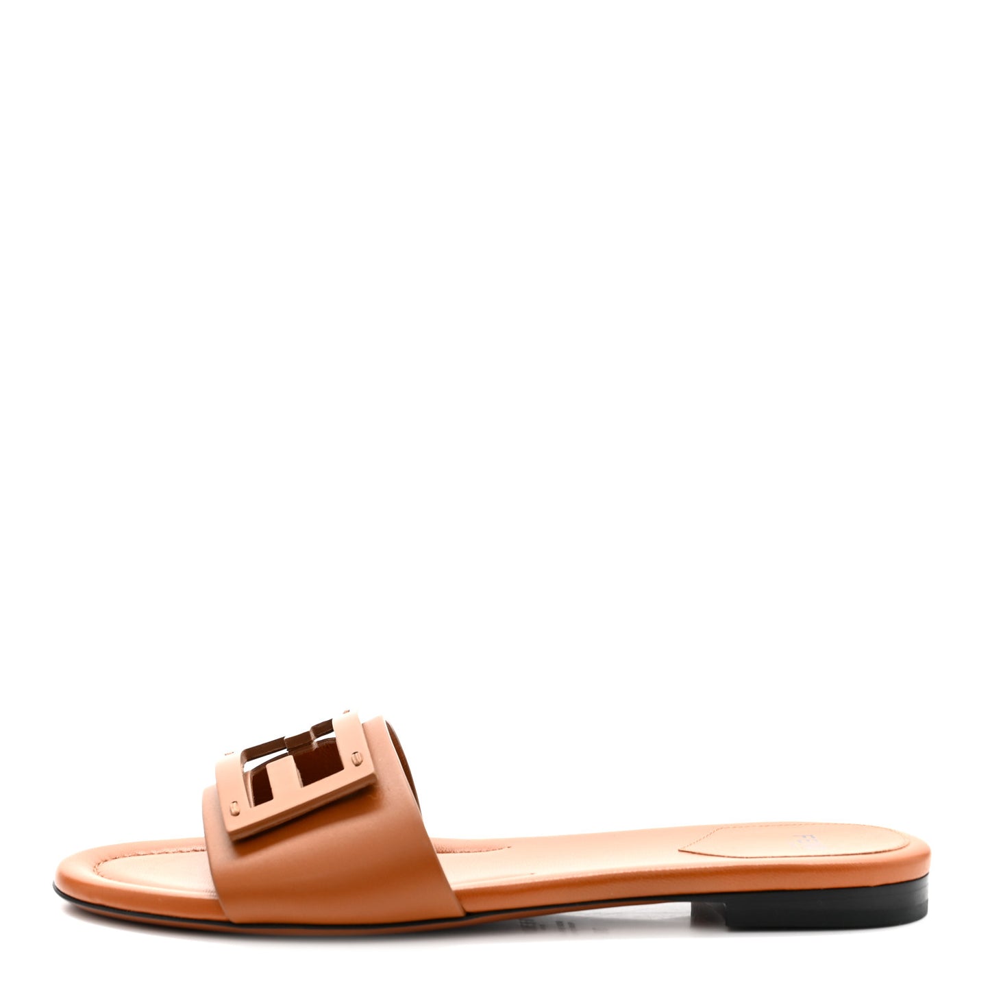Vitello Cuoio Baguette Flat Slide Sandals 39 Brown