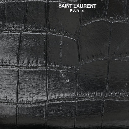 Saint Laurent Calfskin Crocodile Embossed Small Classic Monogram Kate Tassel Satchel Black 5 of 14